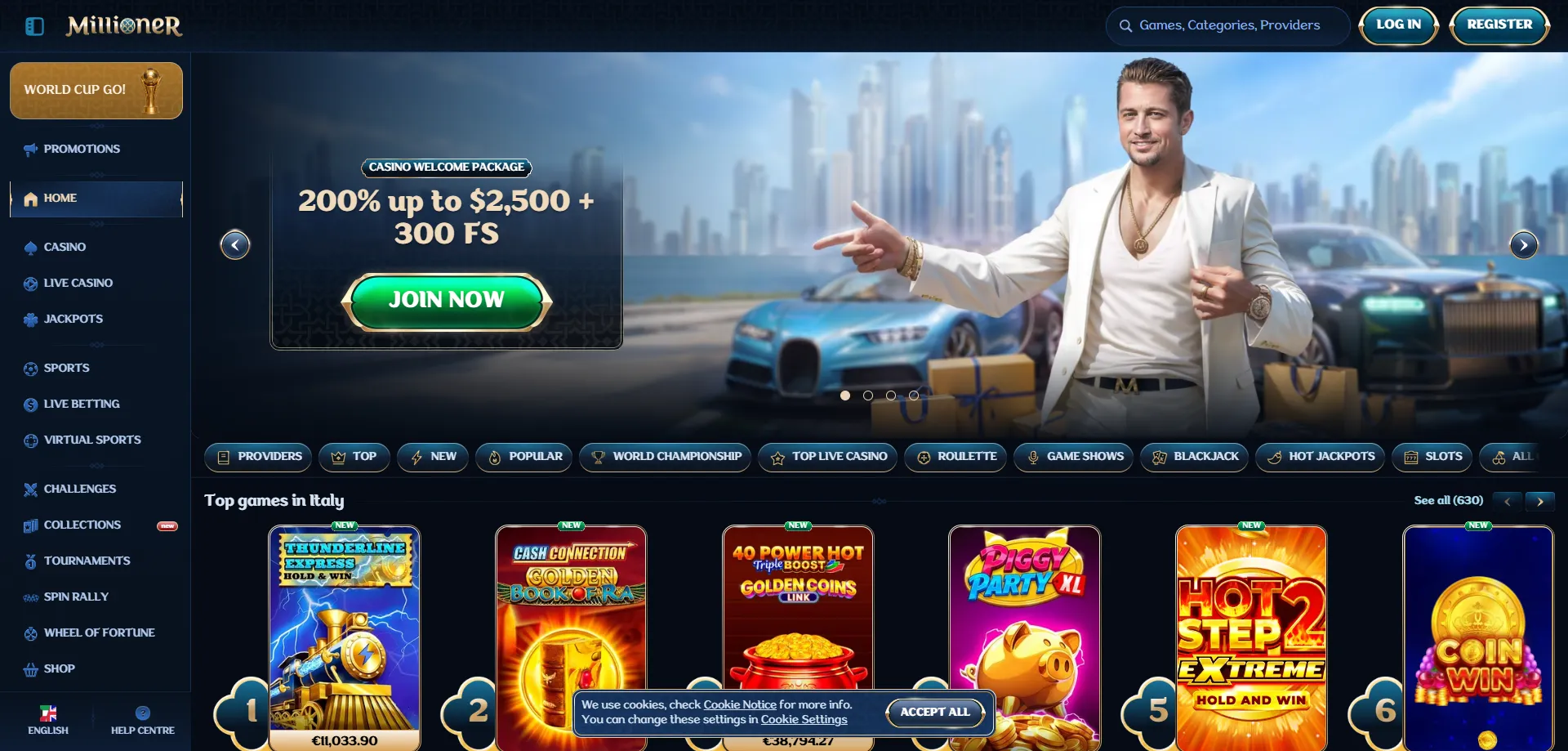Millioner Casino panoramica piattaforma giochi online Italia